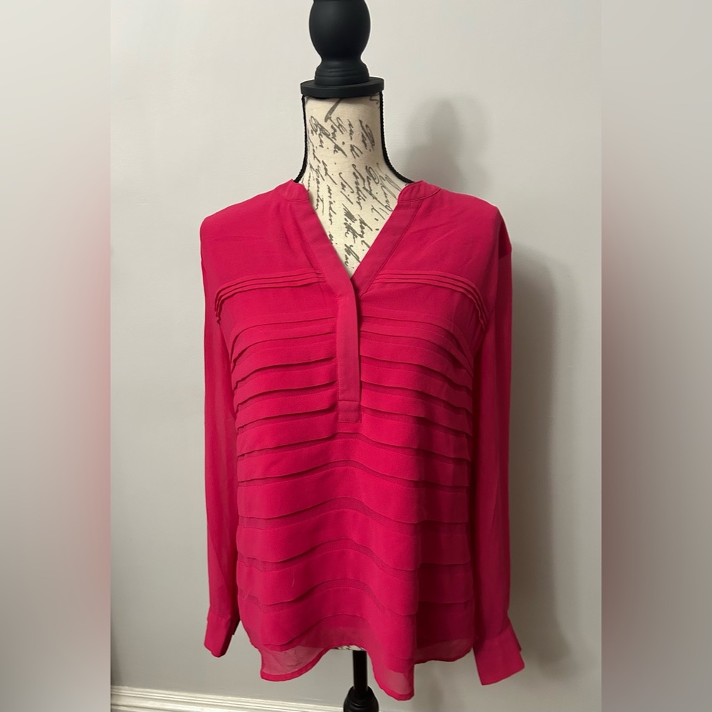 EUC Calvin Klein Fuchsia Layered Blouse. Sz Med
